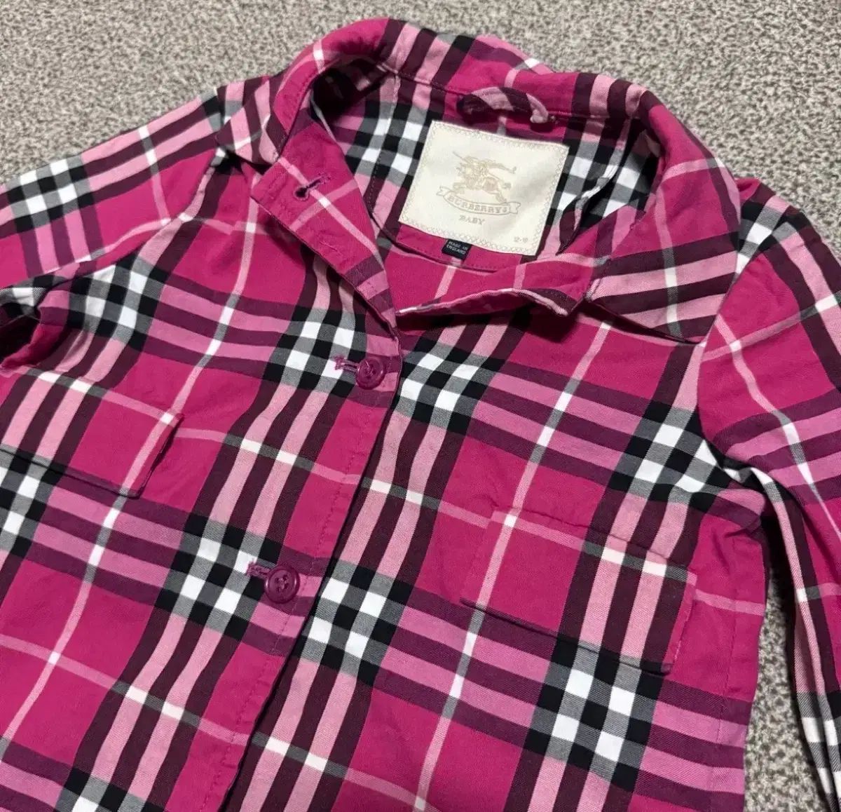 12-18 バーバリー ピンク CHECK ジャケット キッズ - メルカリ