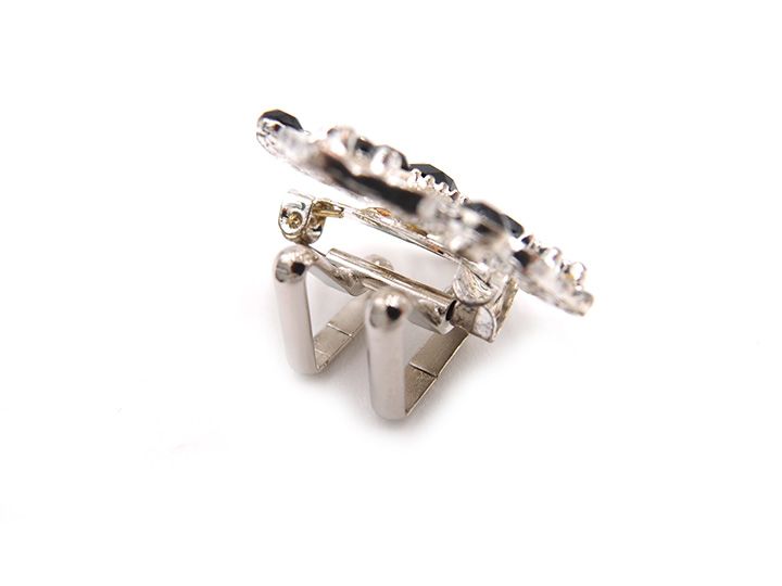 ブローチ帯留め スワロフスキー SWAROVSKI ジェットブラック シルバー