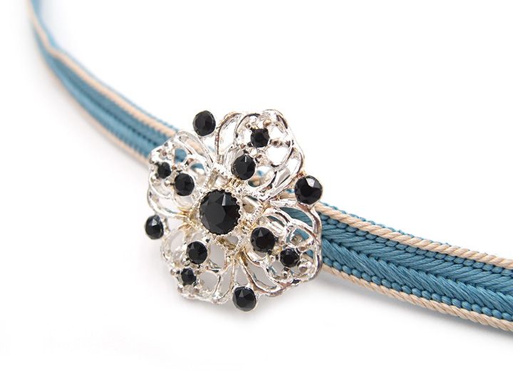 ブローチ帯留め スワロフスキー SWAROVSKI ジェットブラック シルバー