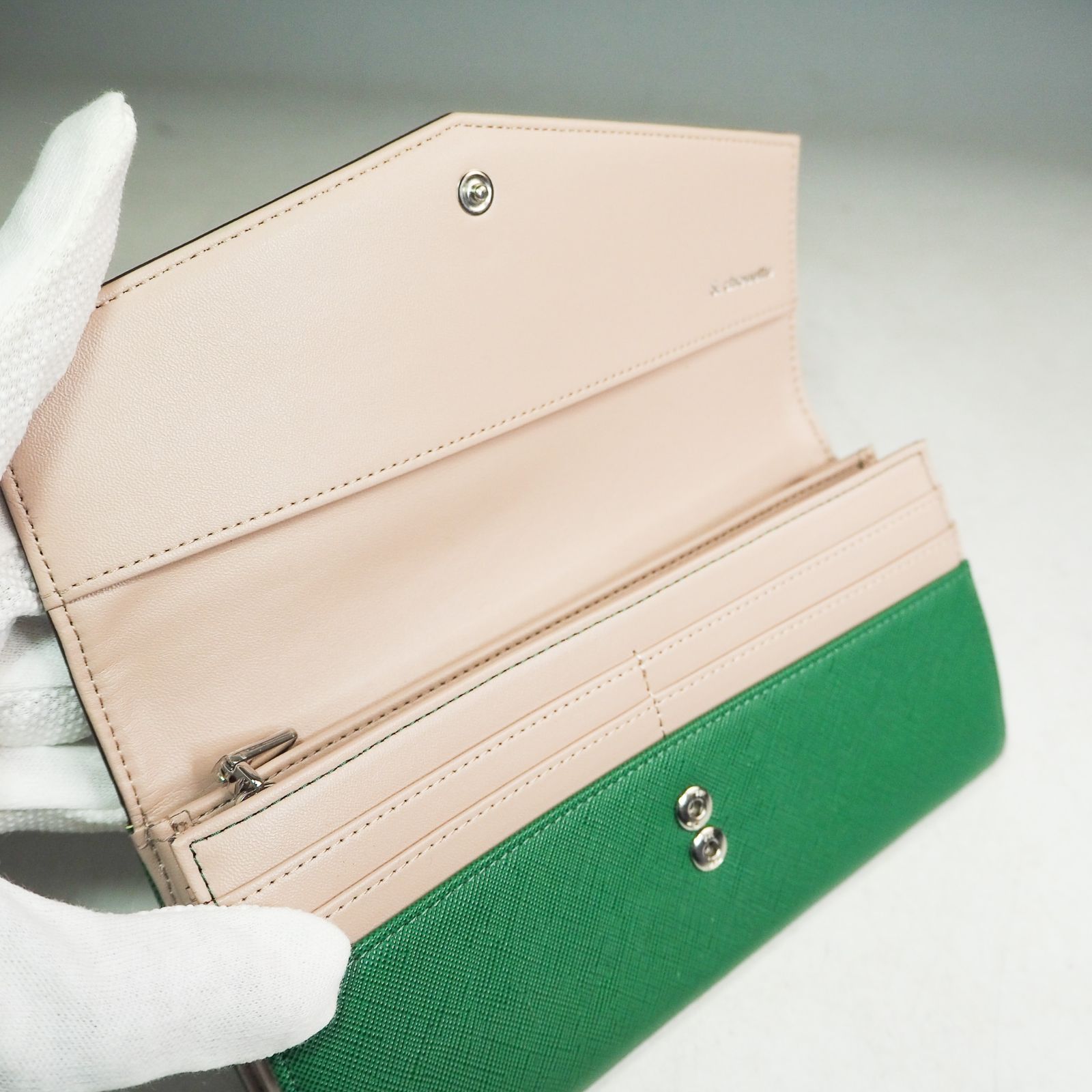 CO5220 & chouette アンドシュエット かぶせ長財布 グリーン シンプル 