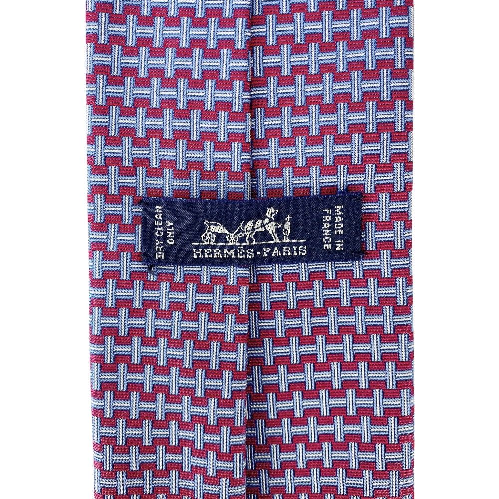 ■新同■　エルメス ネクタイ ファッション ビジネス 仕事 シルク レッド ブルー 429083T 【476471】10 エルメス □新同□ ネクタイ ファッション ビジネス 仕事 シルク