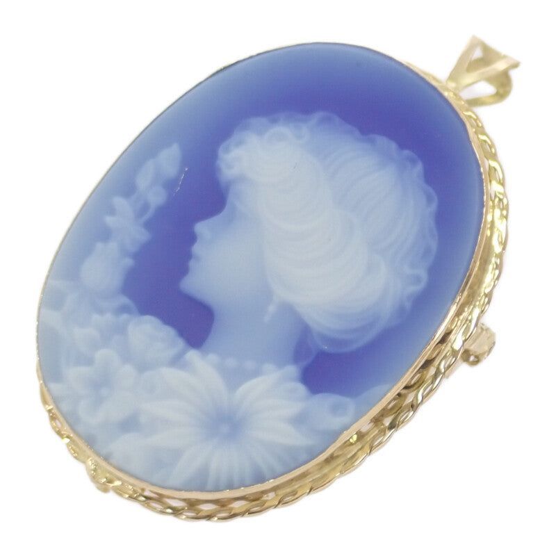 no brand】 K18 デザインジュエリー カメオ ブローチ K18イエロー