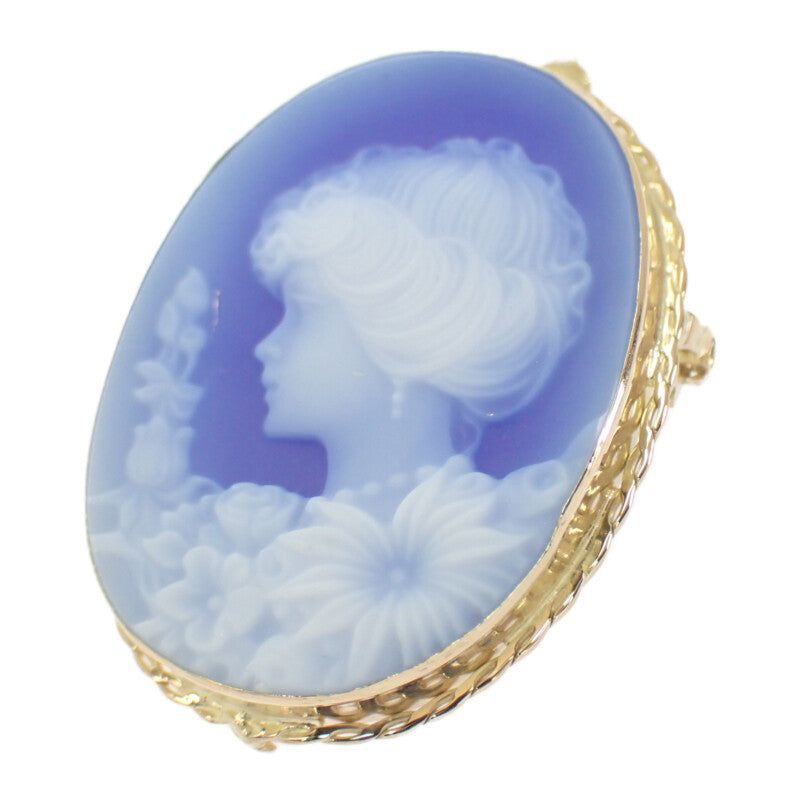 no brand】 K18 デザインジュエリー カメオ ブローチ K18イエロー