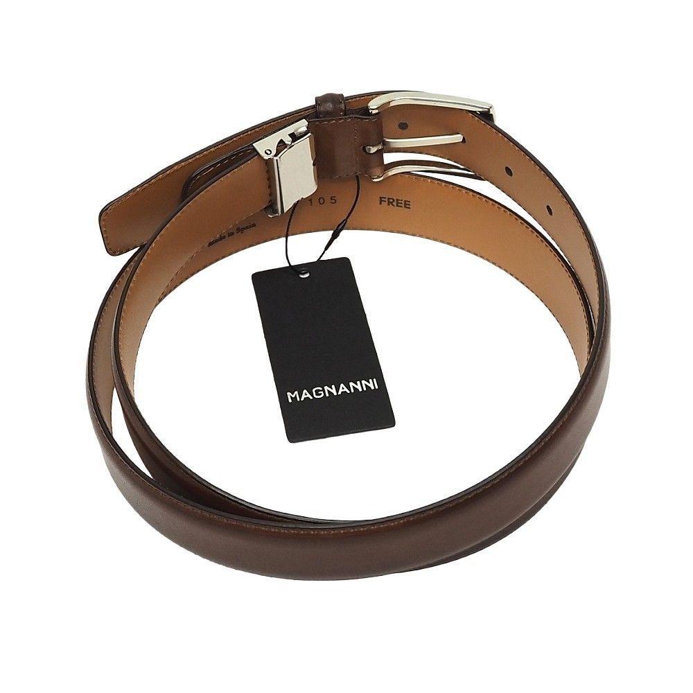 E06740 新品 MAGNANNI レザーベルト 【サイズ：FREEブラウン 未使用品 MAGNANNI レザーベルト 【サイズ：FREE】 ブラウン