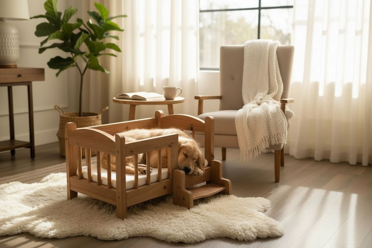 ハンドメイド木製犬用ベッド わんちゃん made in Japan 現品かぎりの