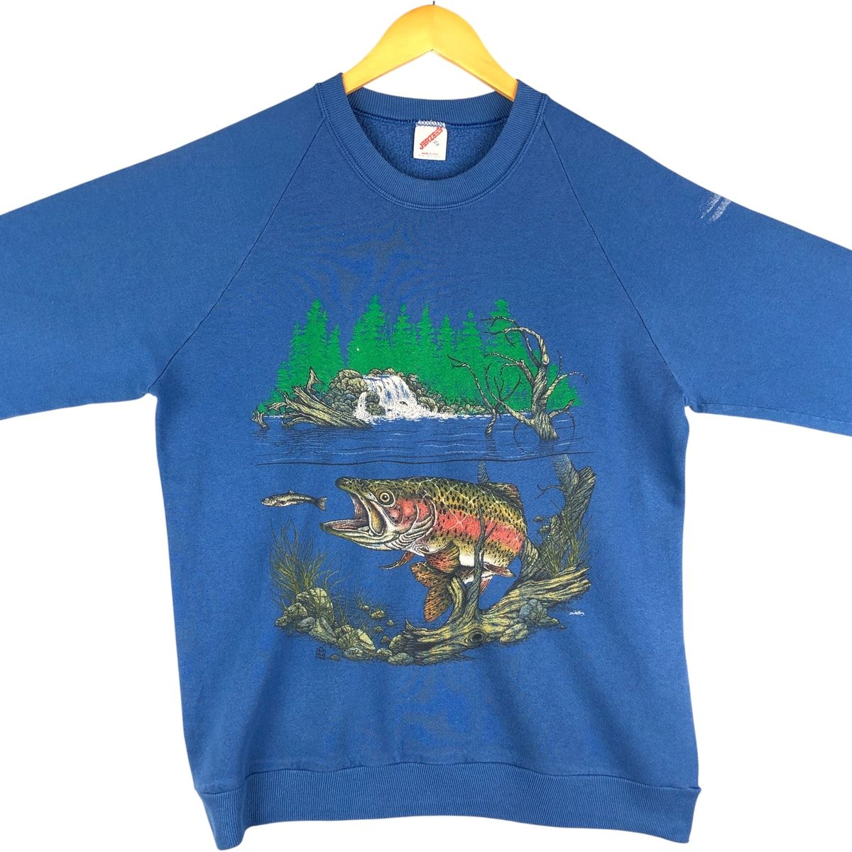 古着 80~90年代 ジャージーズ Jerzees 魚柄 アニマル スウェットシャツ