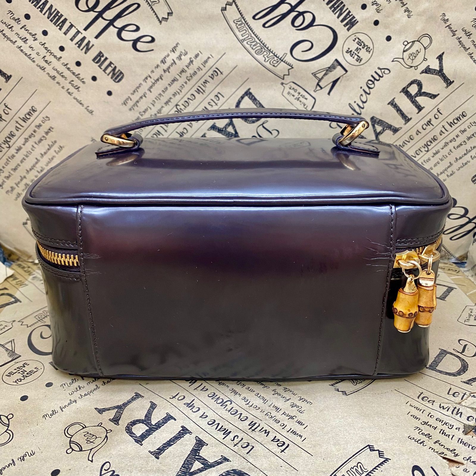 グッチ ハンドバッグ バニティ バンブー 黒 コスメ 旅行 コレクション