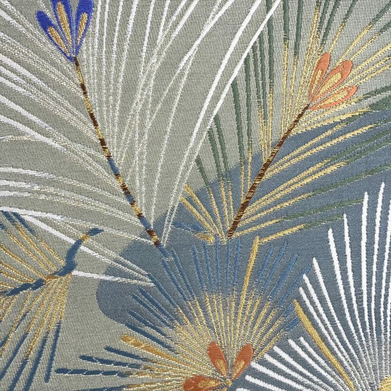 たんす屋 リユース帯 帯 袋帯 金地 フォーマル 銀糸 市松取り 若松