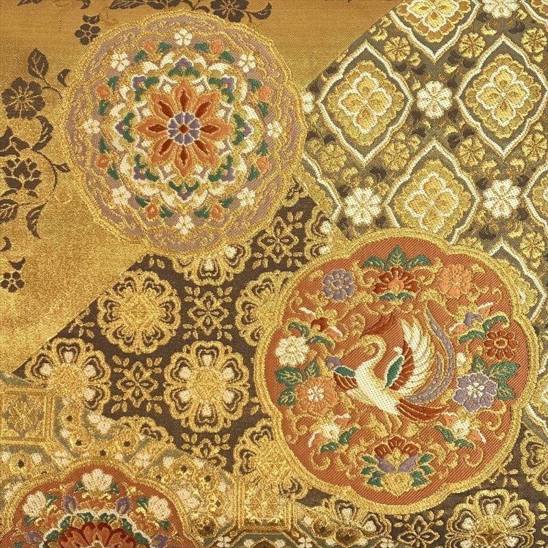 たんす屋 リユース帯 帯 袋帯 金地 金糸 切り嵌め 正倉院華文