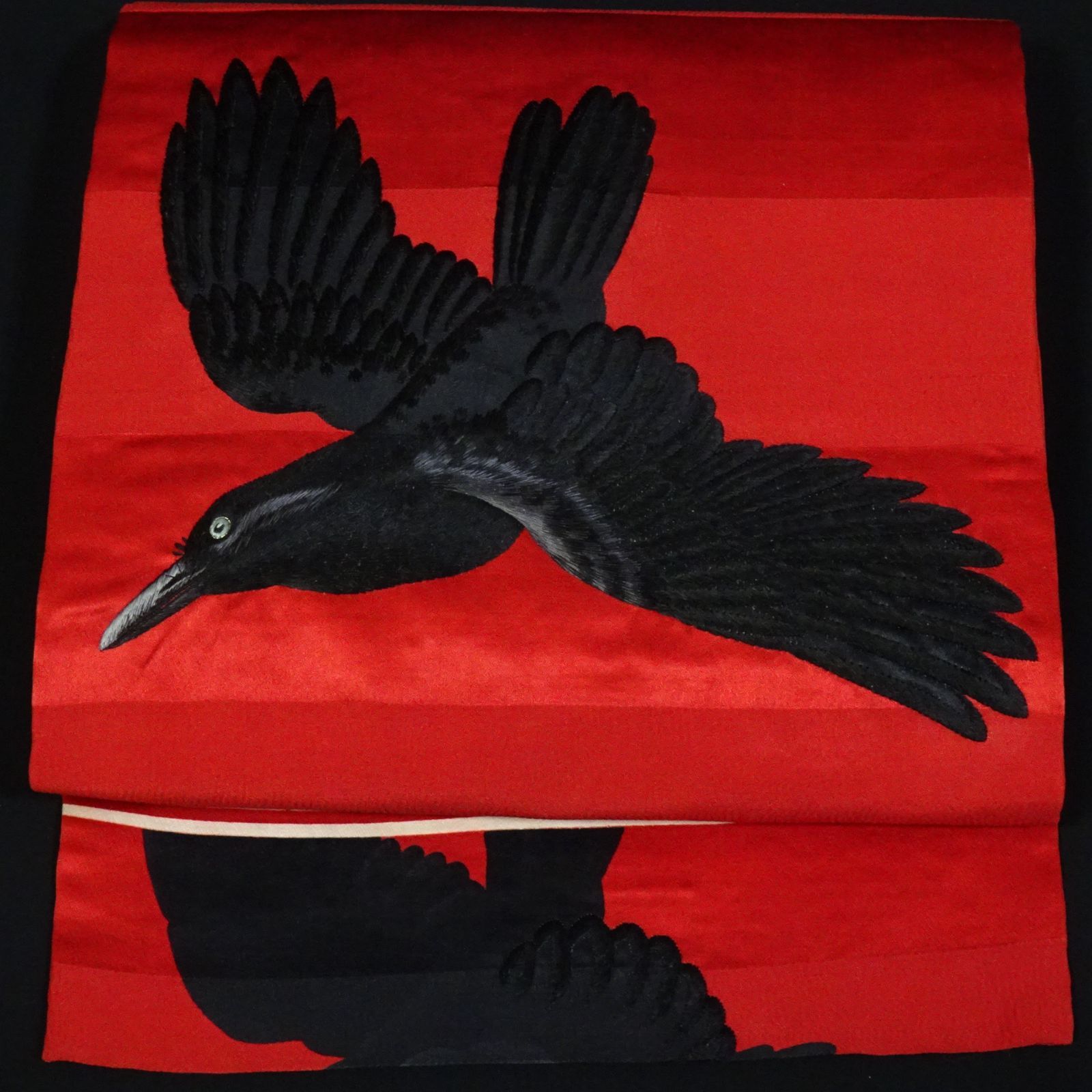 アンティーク 名古屋帯 烏（カラス） 刺繍 珍品【232270】 - メルカリ
