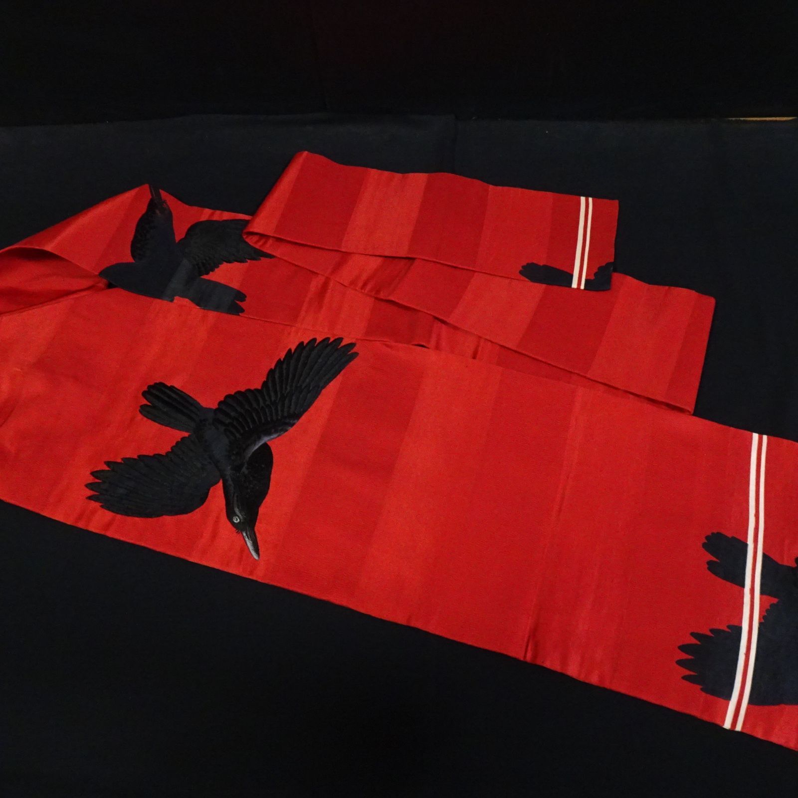 アンティーク 名古屋帯 烏（カラス） 刺繍 珍品【232270】 - メルカリ