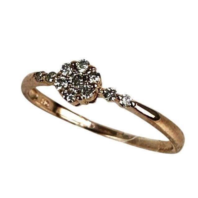 K10 デザインリング 指輪 花柄 K10PG ピンクゴールド ダイヤモンド0.16