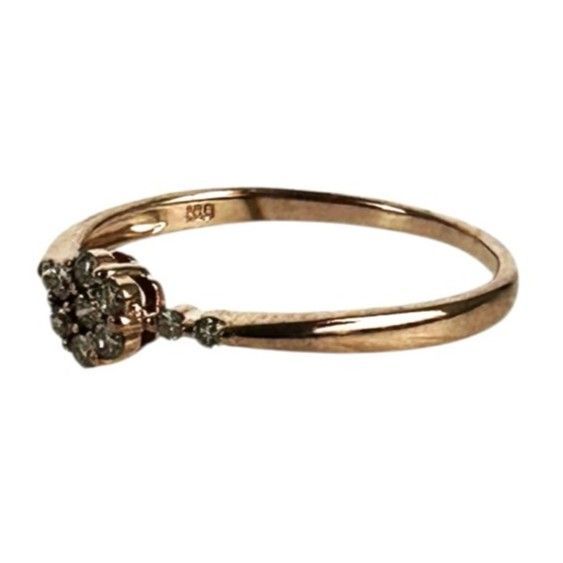 K10 デザインリング 指輪 花柄 K10PG ピンクゴールド ダイヤモンド0.16