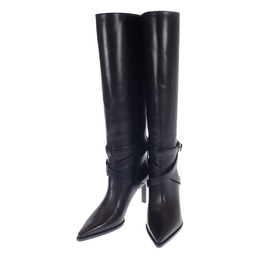 CELINE ベルヌイユ ハイブーツ ロング シューズ 38 NO カーフスキン ブラック 36 約23 cm レディース 衣類