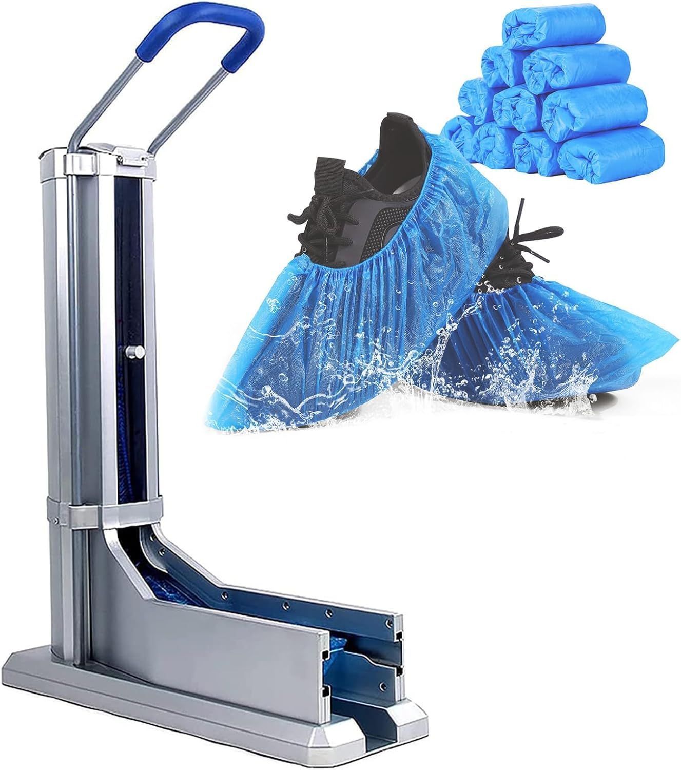 推薦 自動靴カバーディスペンサー のプラスチック靴カバー付き ホームオフィスクリーンルーム用の滑り止め手すり付き使い捨て靴カバーマシン 防水防塵