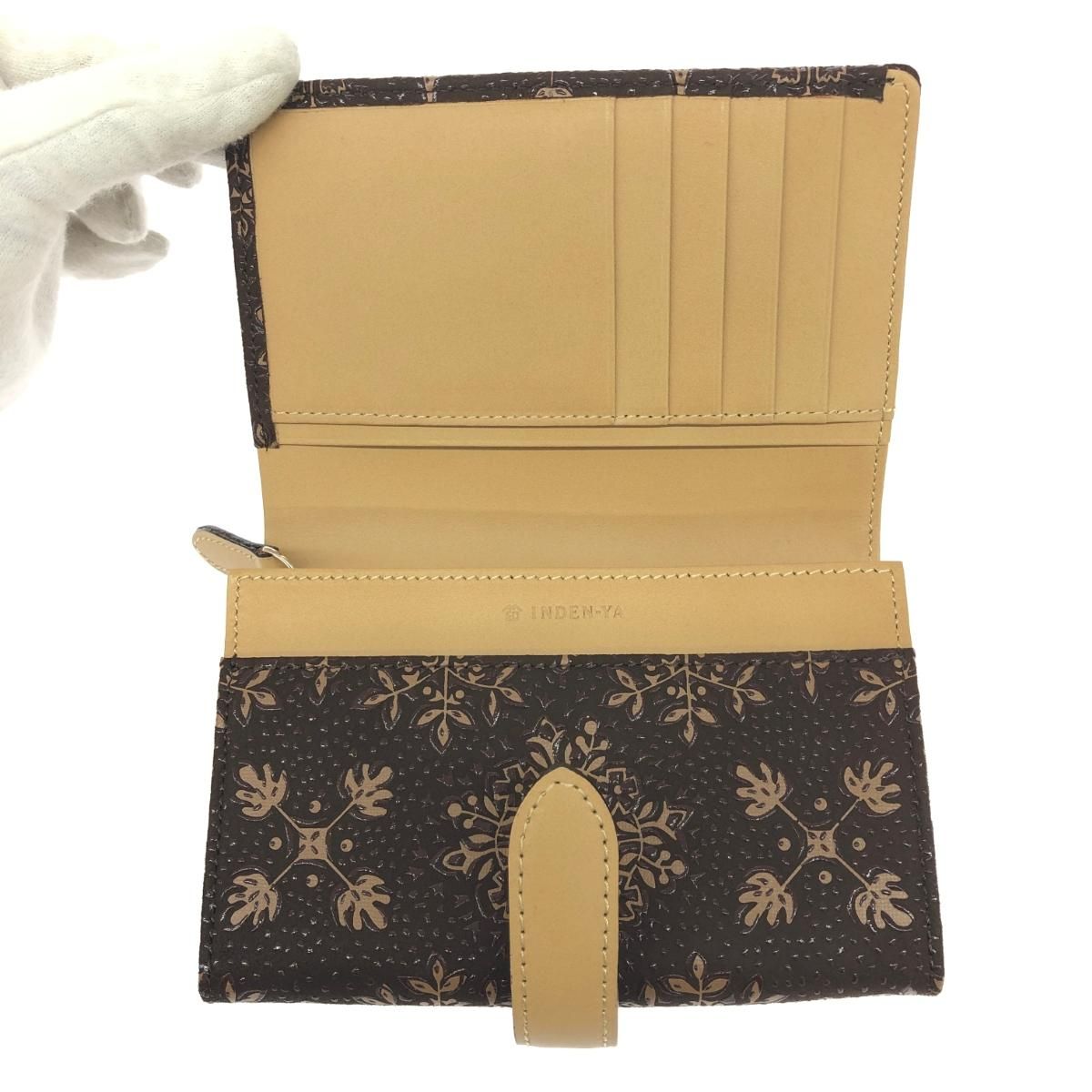 印傳屋 インデンヤ 財布 鹿革/フォルキィ ブラウン レディース