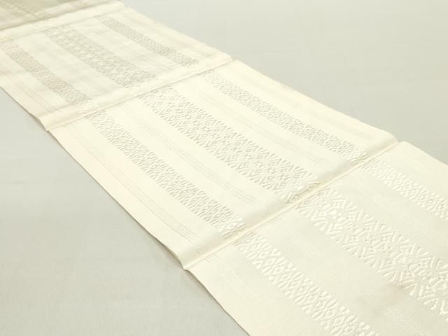 平和屋着物 本場筑前博多織 八寸名古屋帯 献上 象牙色 正絹 ob