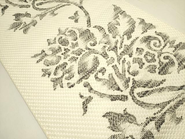 平和屋着物 本場筑前博多織 八寸名古屋帯 更紗花文 正絹 op