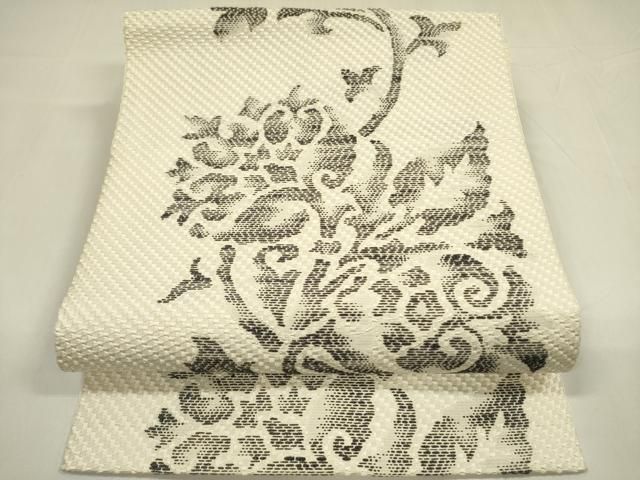 平和屋着物●本場筑前博多織　八寸名古屋帯　更紗花文　正絹　逸品　DABA6018op 平和屋着物○本場筑前博多織 八寸名古屋帯 更紗花文 正絹 逸品