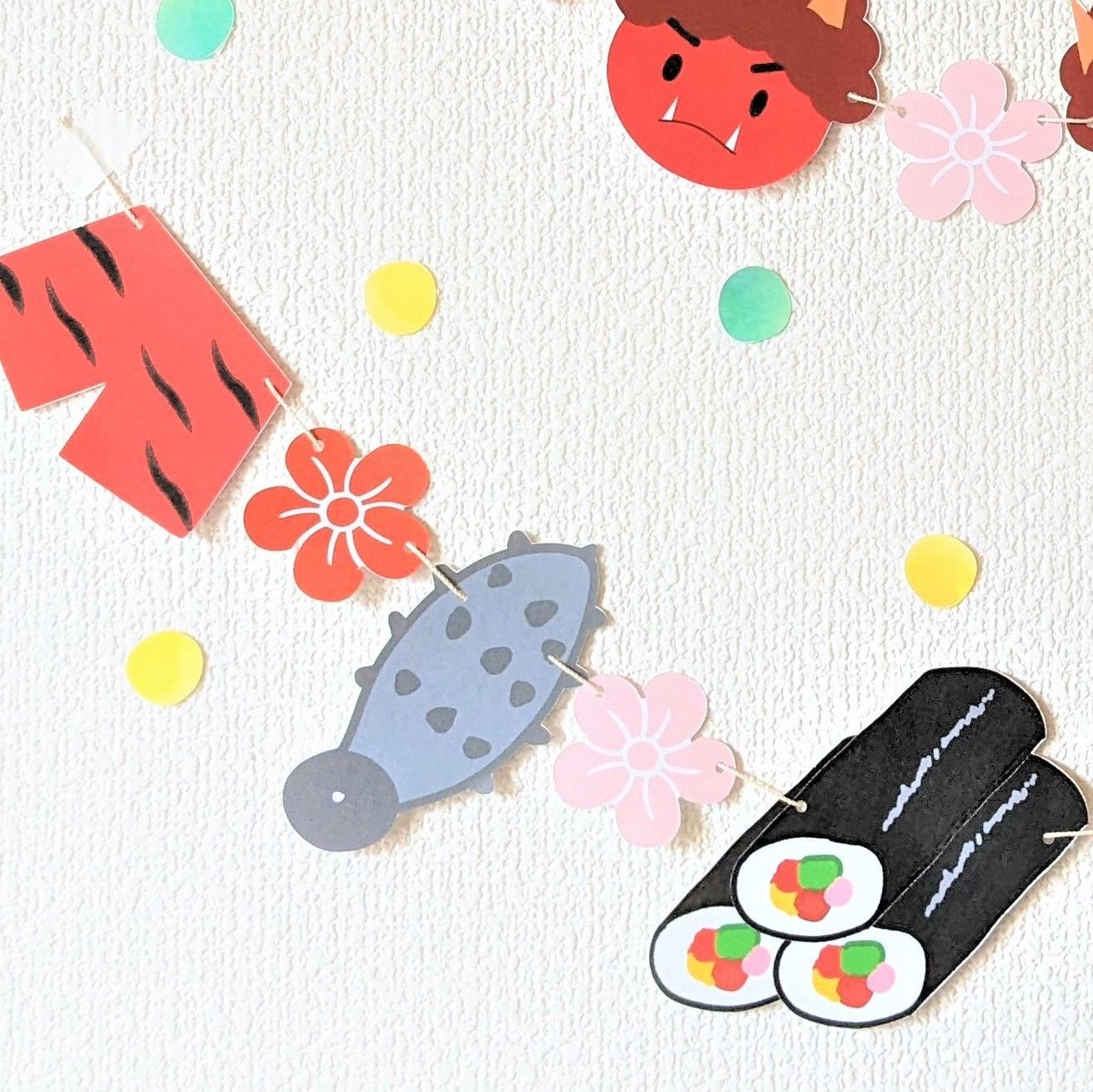 【セット売り】節分ガーランド　節分飾り　寝相アート　ハンドメイド 節分ガーランド | せいさくわぁるど