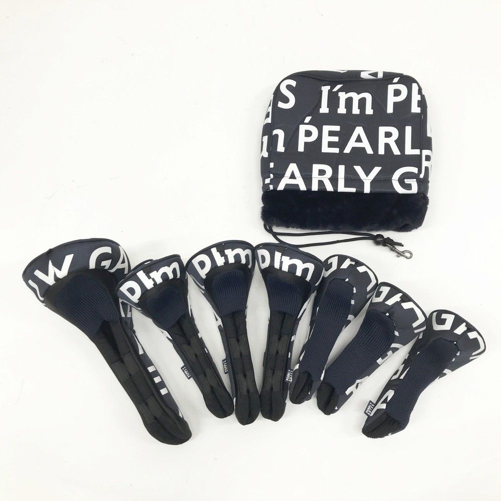 PEARLY GATES パーリーゲイツ ヘッドカバー 8点セット ロゴ総柄 ネイビー系 DR FW 3 UT IR ゴルフウェア ストスト