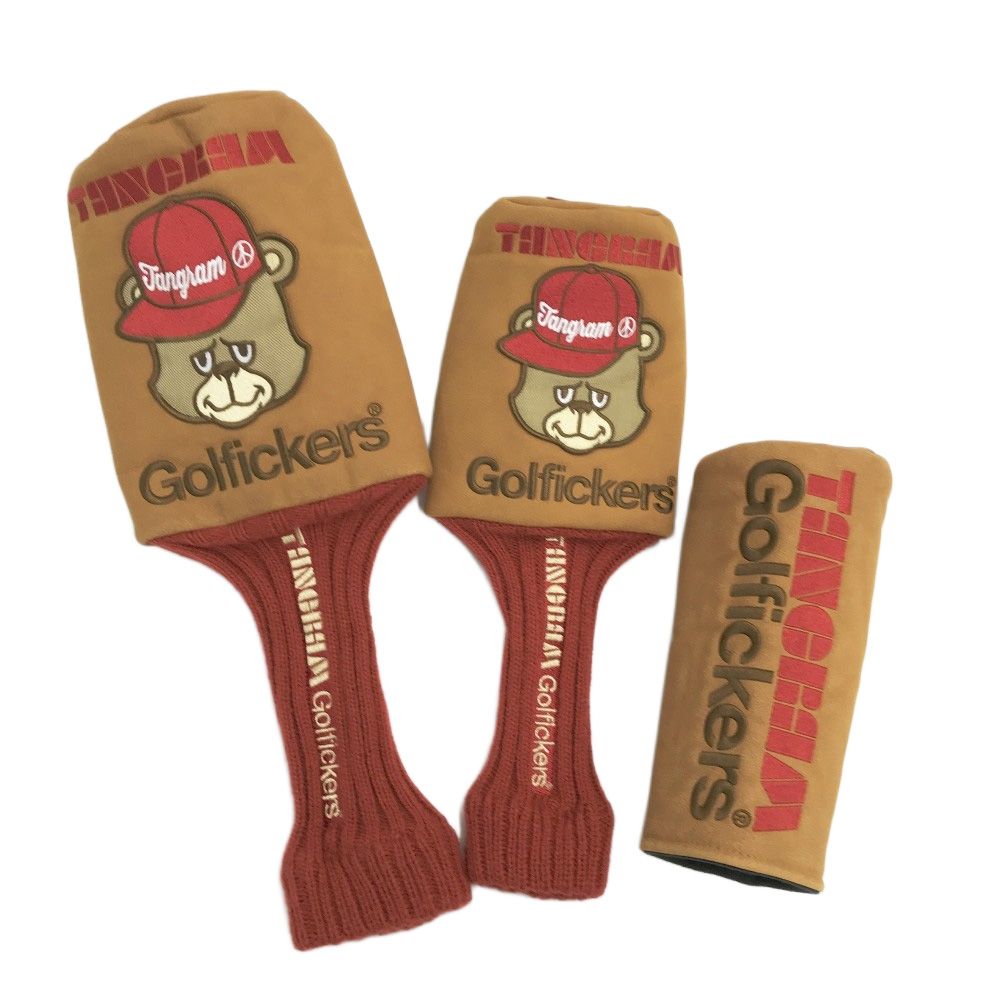 TANGRAM タングラム ヘッドカバー 3点セット ブラウン系 DR FW UT ゴルフウェア ストスト