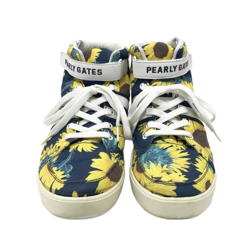 PEARLY GATES パーリーゲイツ 053 9192501 ハイカットゴルフシューズ ひまわり ひまわり柄 ネイビー系 27 ゴルフウェア メンズ ストスト