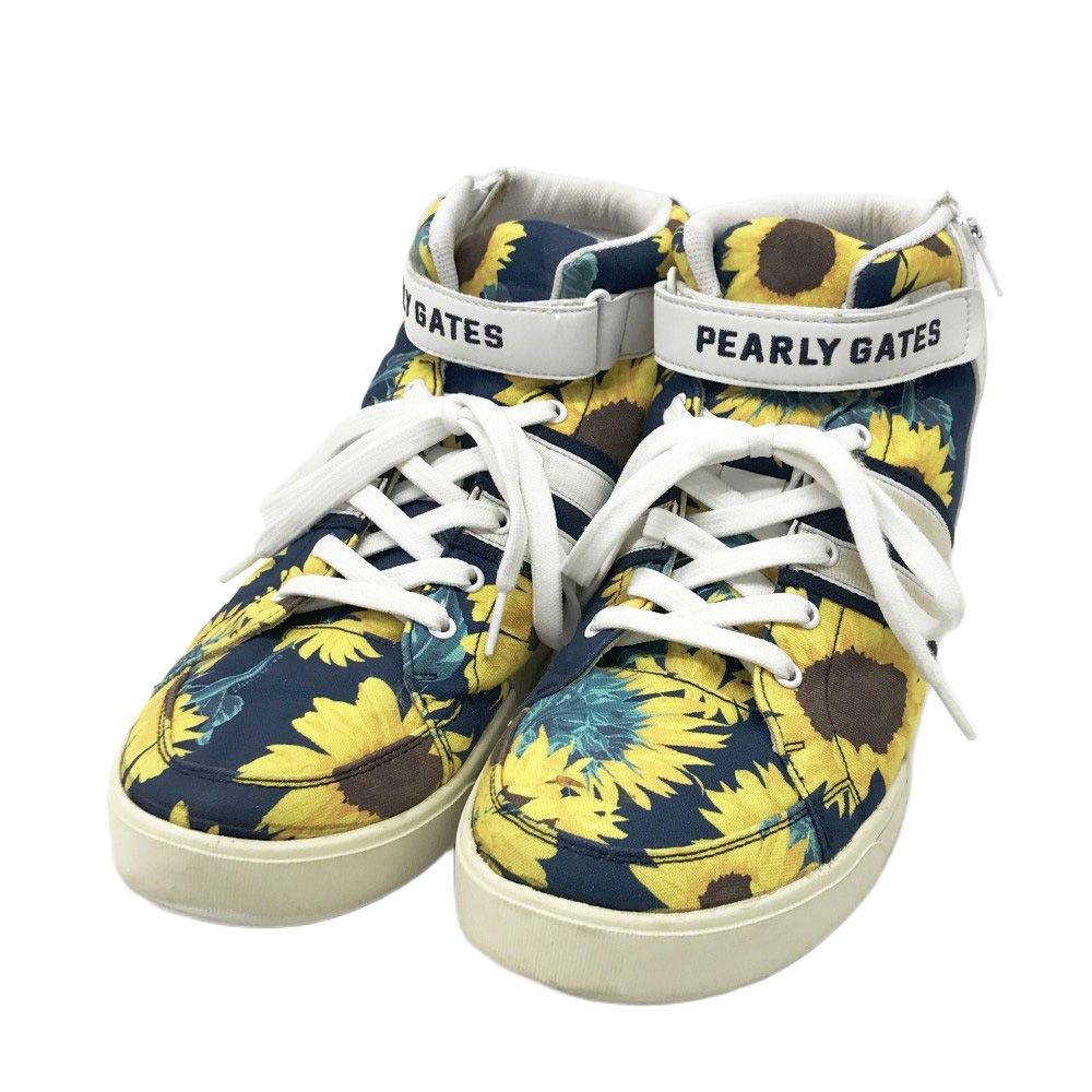 PEARLY GATES パーリーゲイツ 053 9192501 ハイカットゴルフシューズ ひまわり ひまわり柄 ネイビー系 27 ゴルフウェア メンズ ストスト