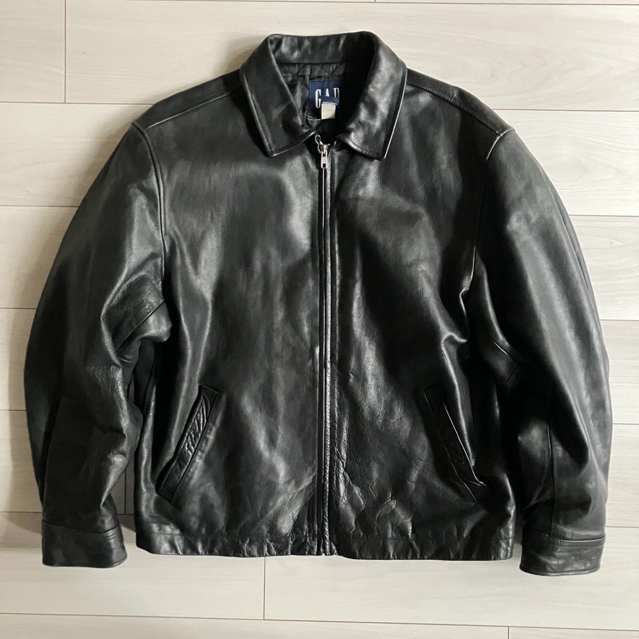 90s～ GAP レザージャケット 本革 ブラック キルティングライナー M