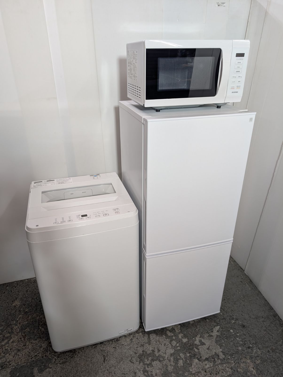 冷蔵庫 洗濯機 電子レンジ ホワイトシンプルデザイン 3点セット 単身カップルサイズ
