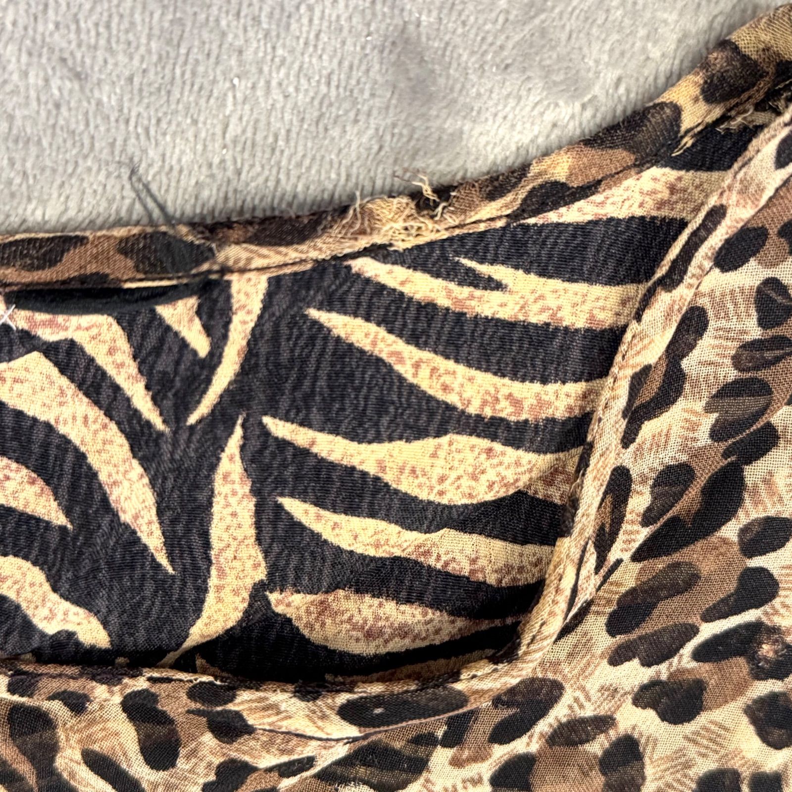 レオパード×ゼブラ柄 ノースリーブ マキシワンピース 個性派 アニマル