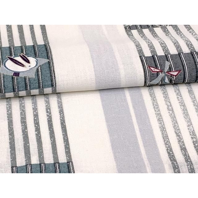  ジュニア 女の子用 夏着物 紗 洗える着物 小紋 子供着物 長襦袢付き グレー系 うさぎ 着物 着物ドレス 着物 浴衣 和小物