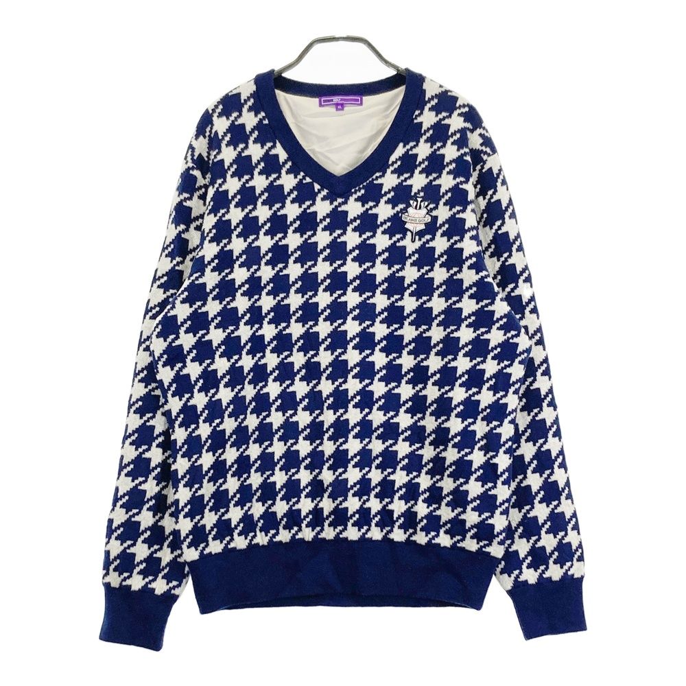 サイズ：XL BEAMS GOLF ビームスゴルフ 裏地付 ニットセーター 千鳥 総