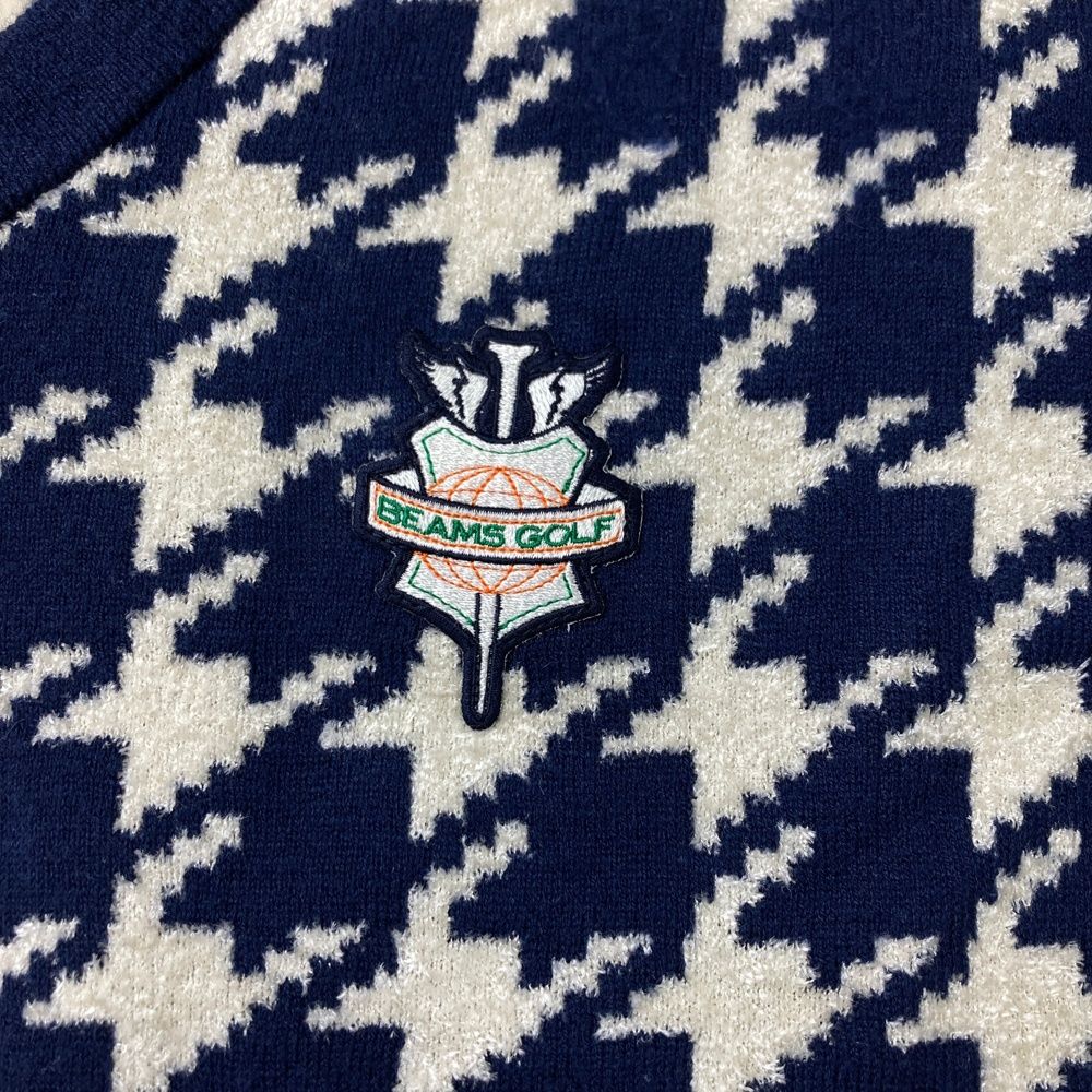 サイズ：XL BEAMS GOLF ビームスゴルフ 裏地付 ニットセーター 千鳥 総