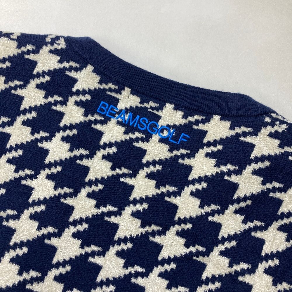 サイズ：XL BEAMS GOLF ビームスゴルフ 裏地付 ニットセーター 千鳥 総