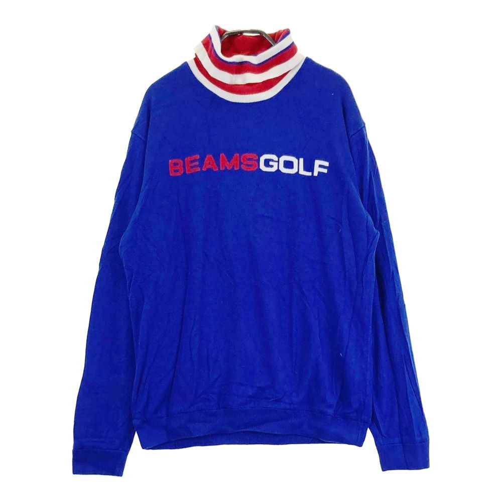 サイズ XL BEAMS GOLF ビームスゴルフ 裏地付 タートルネック ニットセーター ブルー系 ゴルフウェア メンズ ストスト