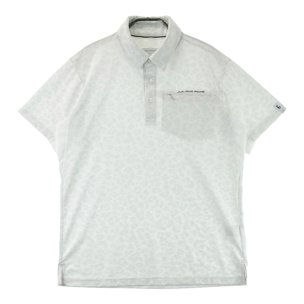 サイズ L JUN ROPE ジュン アンド ロペ 半袖ポロシャツ レオパード ホワイト系 ゴルフウェア メンズ ストスト