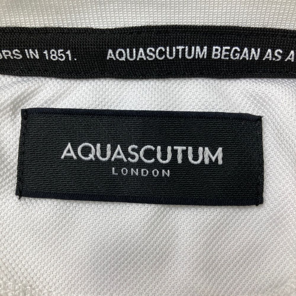 サイズ：L AQUASCUTUM アクアスキュータム 半袖ポロシャツ ホワイト系