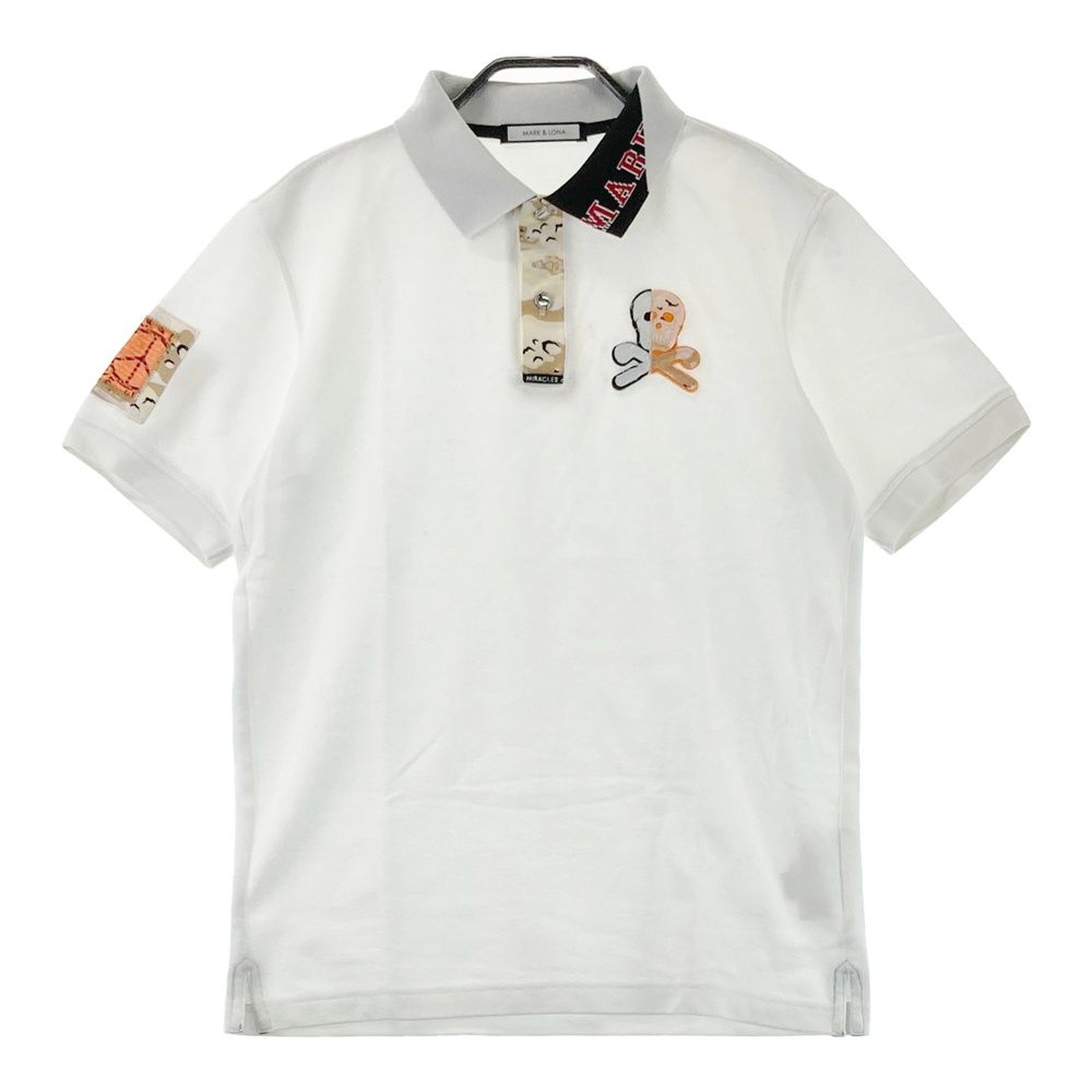 サイズ 46 MARK-LONA マークアンドロナ 半袖ポロシャツ ホワイト系 ゴルフウェア メンズ ストスト