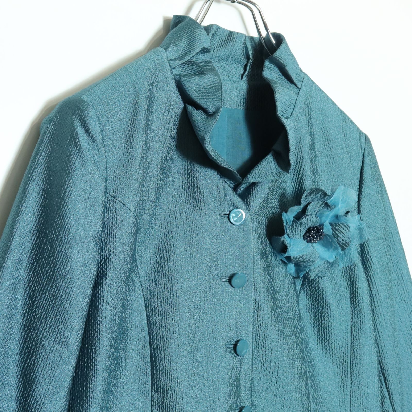 美品✨レリアン 羊革ジャケット 刺繍 13+ 大きいサイズ ブルー系 美品✨レリアン 羊革ジャケット 刺繍 13+ 大きいサイズ ブルー系 美品