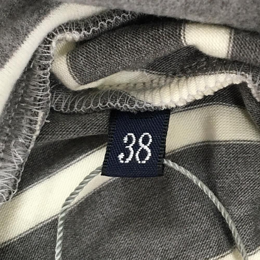 新品】ゾーイ 長袖タートルネックシャツ グレー×白 ボーダー 微起毛