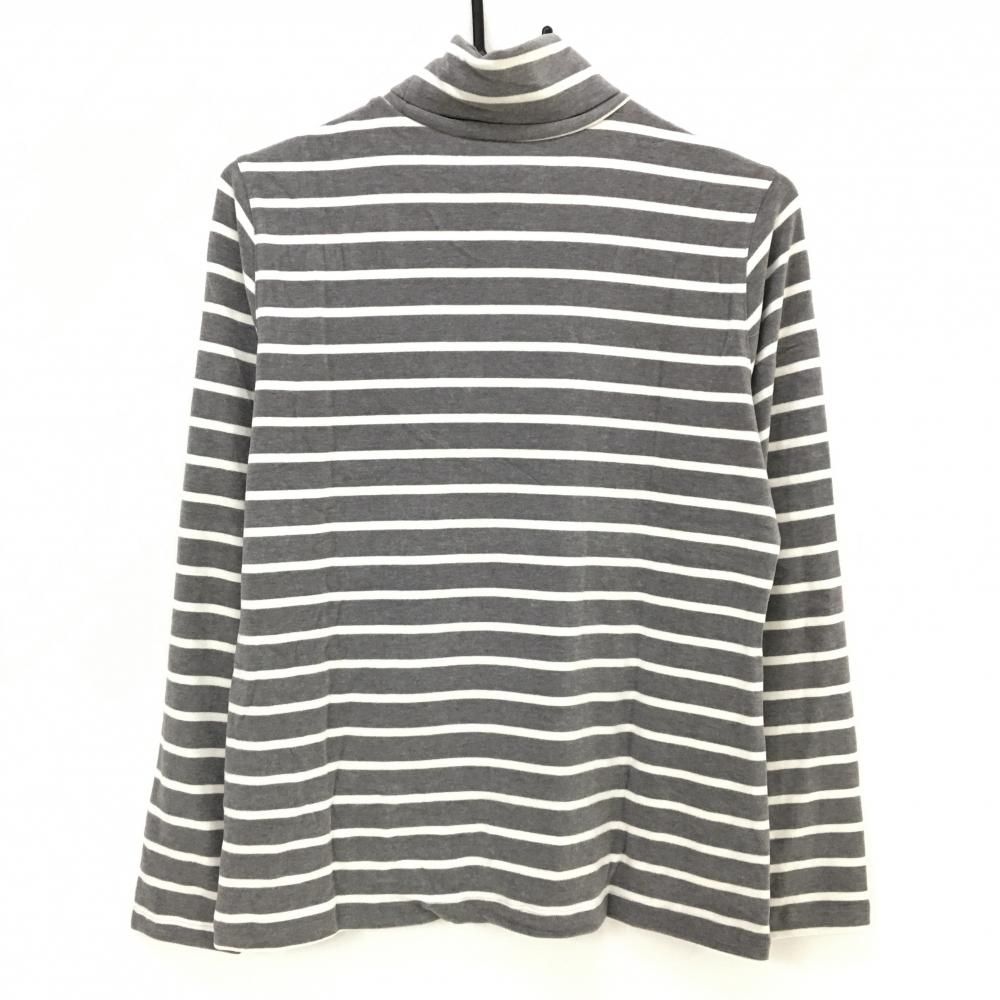 新品】ゾーイ 長袖タートルネックシャツ グレー×白 ボーダー 微起毛