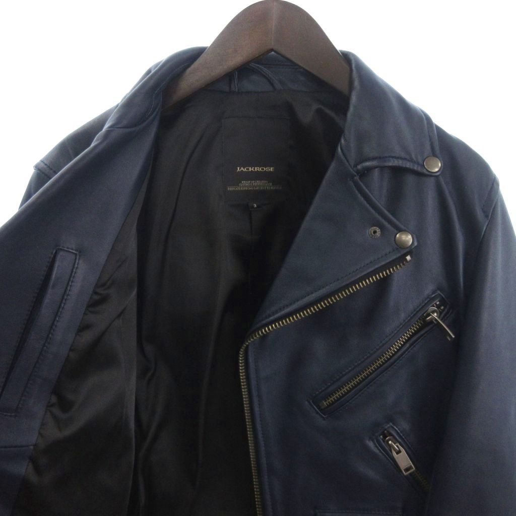 ジャックローズ Jackrose ライダースジャケット ダブル レザー 紺