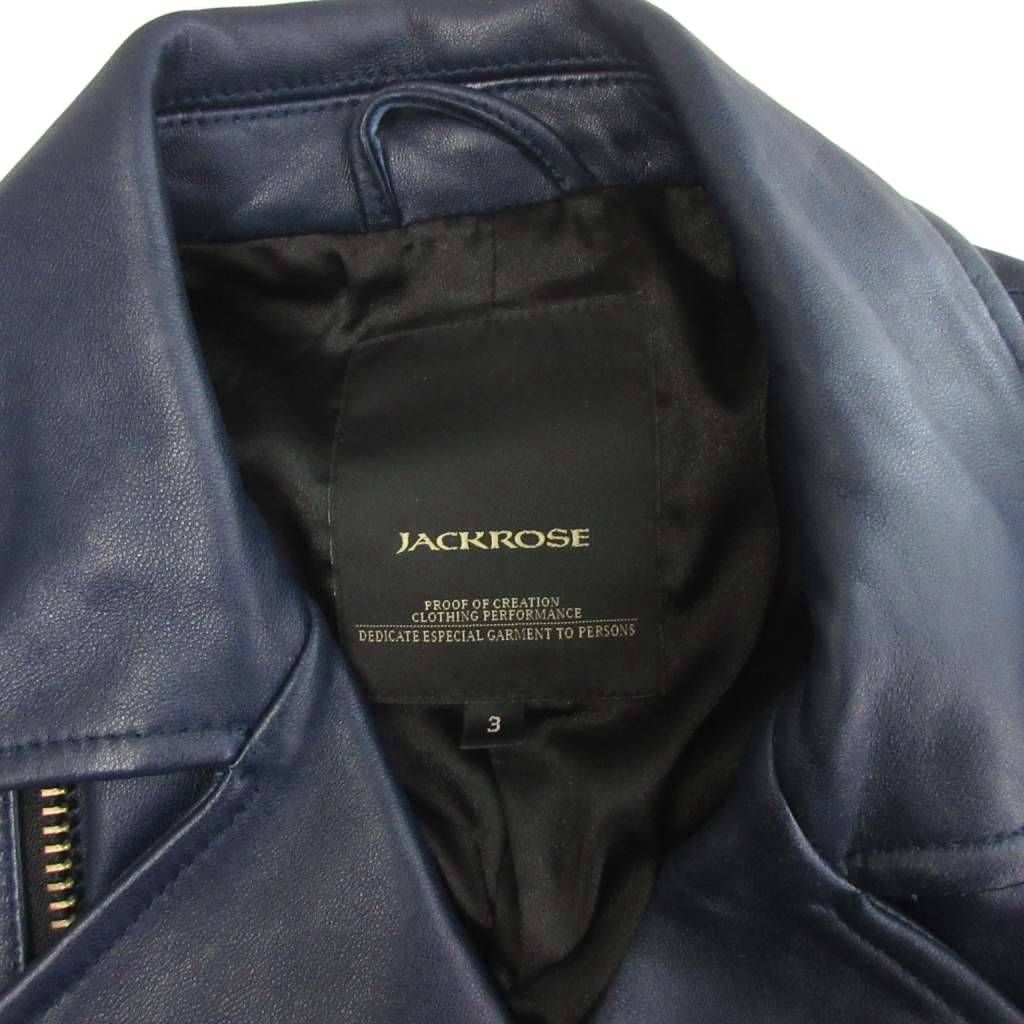 ジャックローズ Jackrose ライダースジャケット ダブル レザー 紺