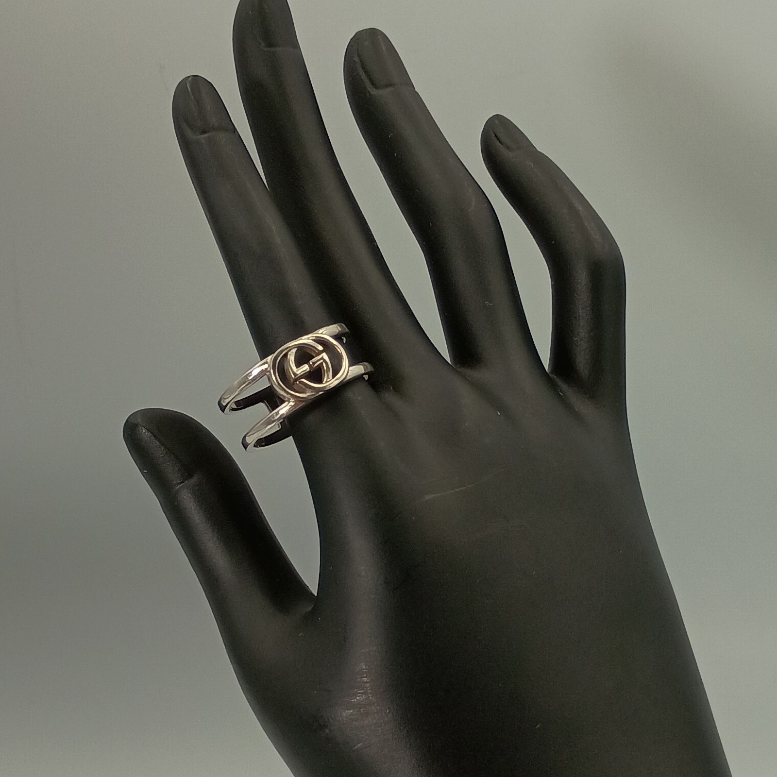 GUCCI グッチ 23号 インターロッキング リング 指輪 メンズ シルバー