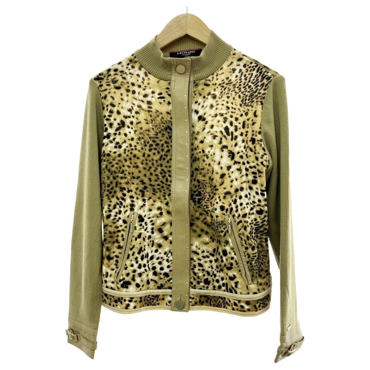 LEONARD レオナール ニットジャケット Mサイズ カシミヤ 羊革 アウター