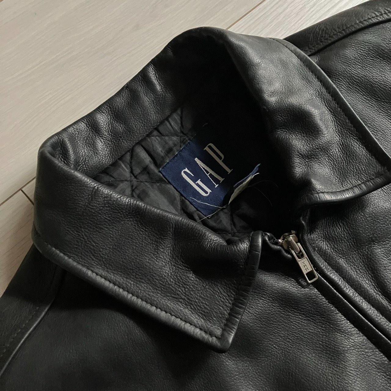 90s～ GAP レザージャケット 本革 ブラック キルティングライナー M