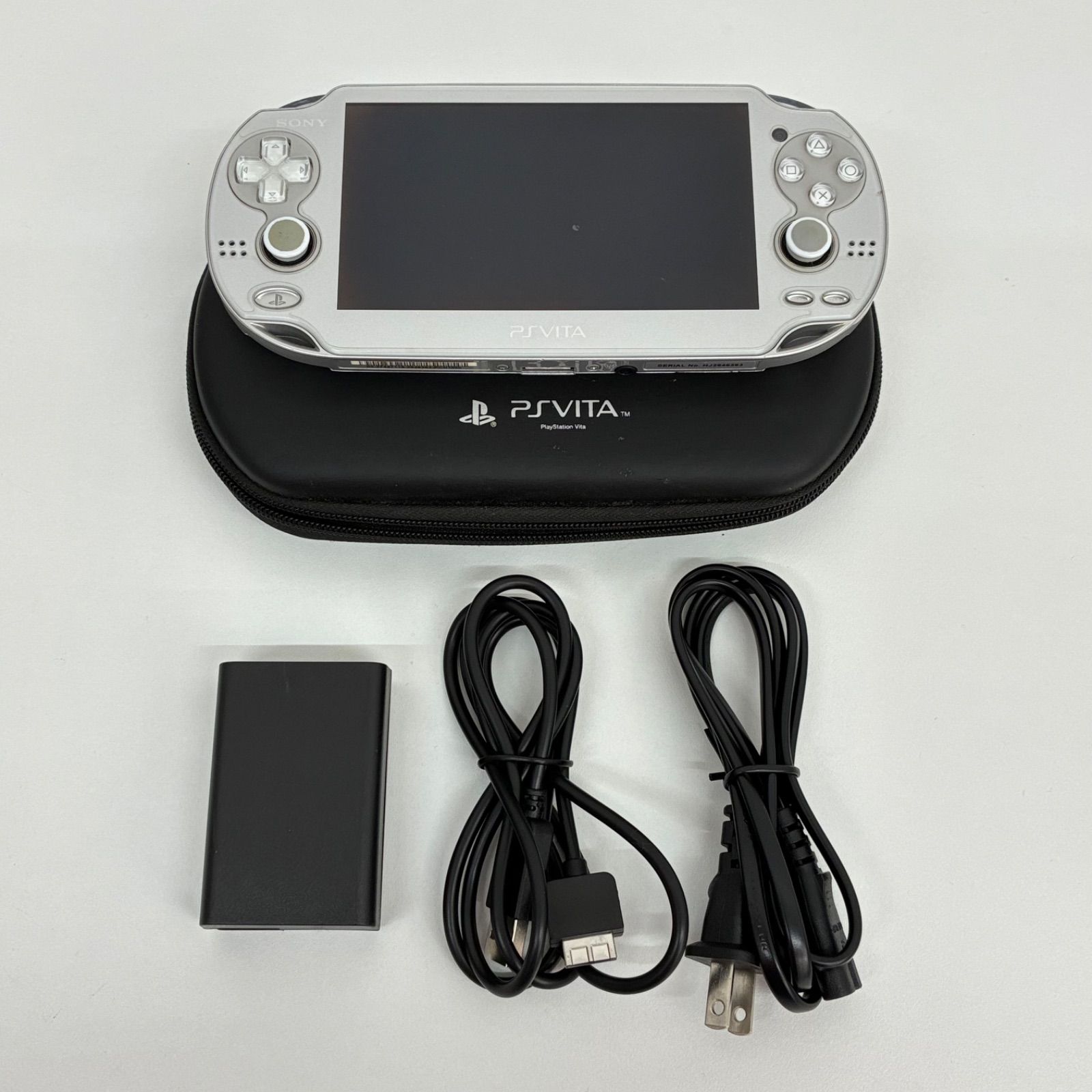 動作品 色 Sony PlayStation Vita PCH 1000 ソニー プレイステーション ヴィータ アイスシルバー 本体 充電器 ケース メモリーカード 32 GB