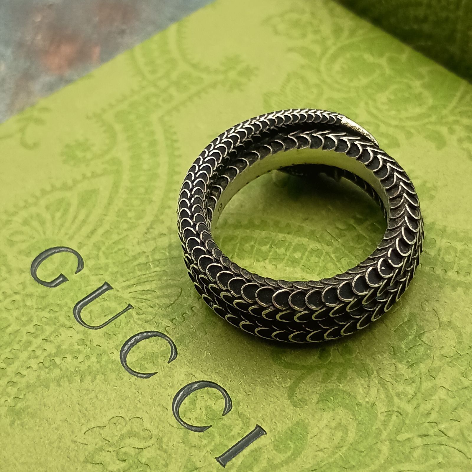GUCCI グッチ ガーデン スネーク リング 18号 メンズ シルバー 925