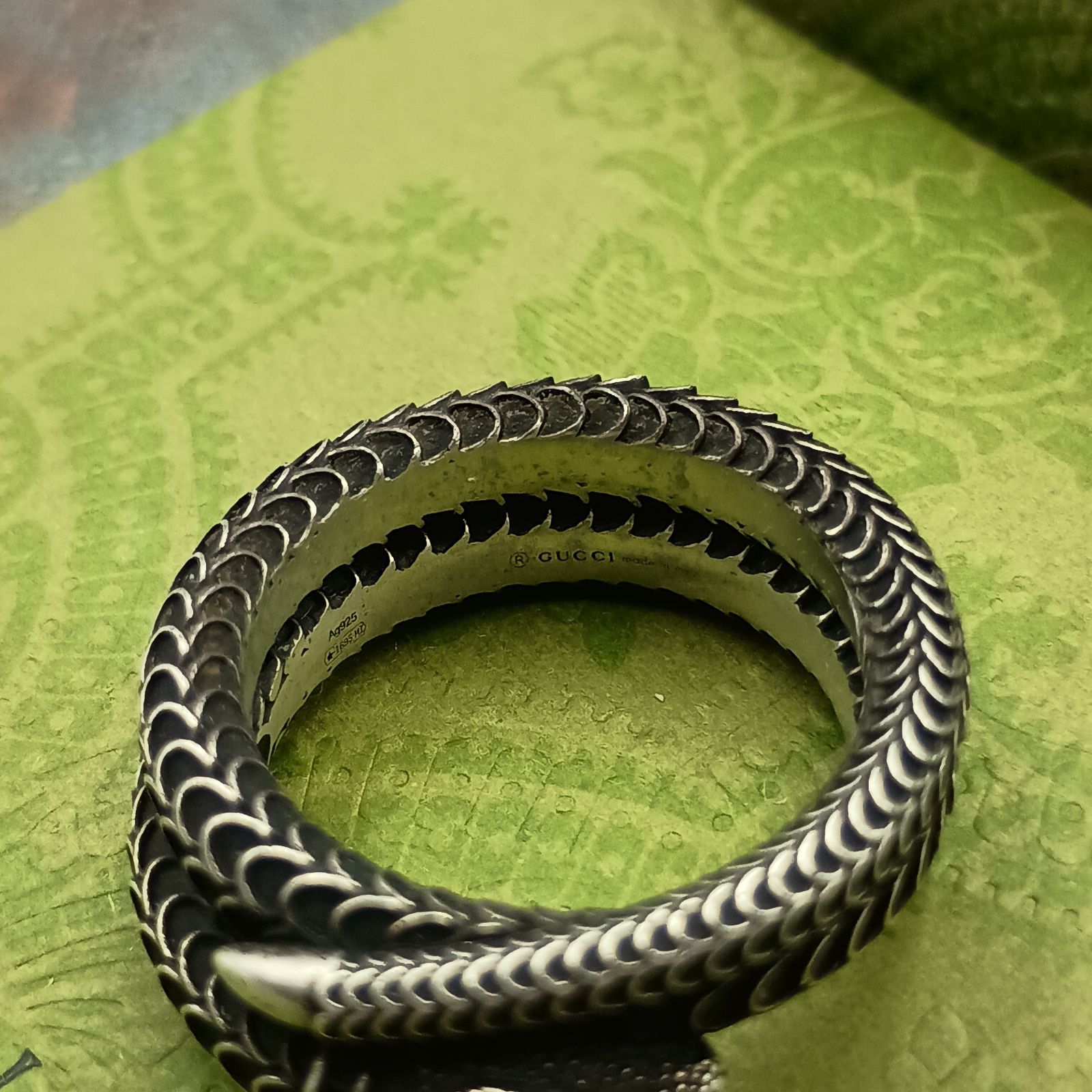 GUCCI グッチ ガーデン スネーク リング 18号 メンズ シルバー 925